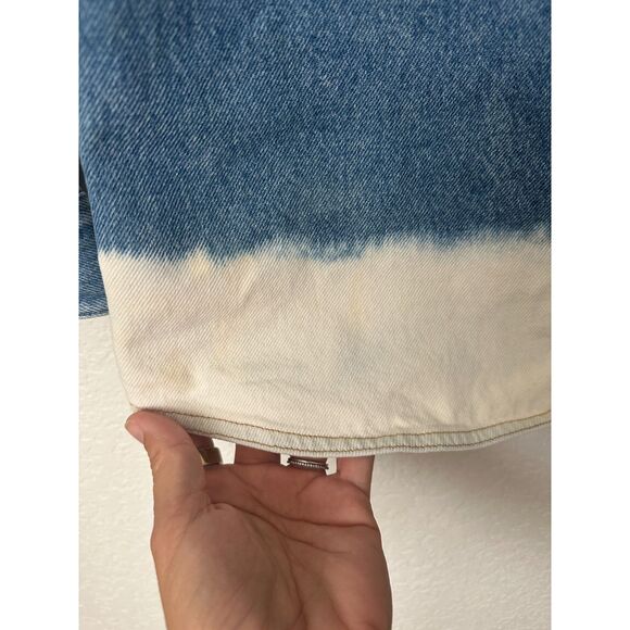 COS Blue Denim Bleached Hem Button Down Long Sleeve Shirt Mens Small - Picture 6 of 9